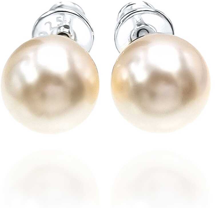 Piękne Perły Kryształowe Kolczyki Kremowe Creamrose Srebro Certyfikat