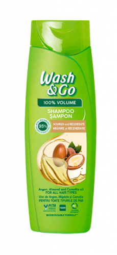 Wash&Go Argan, Migdał Szampon odżywczo regenerujący (360 ml)