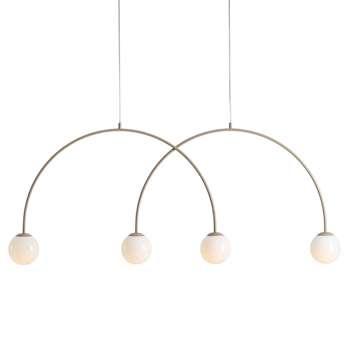 Szklana lampa wisząca Una 1116L17_L Aldex kulista łuk wielopunktowa metal beżowa