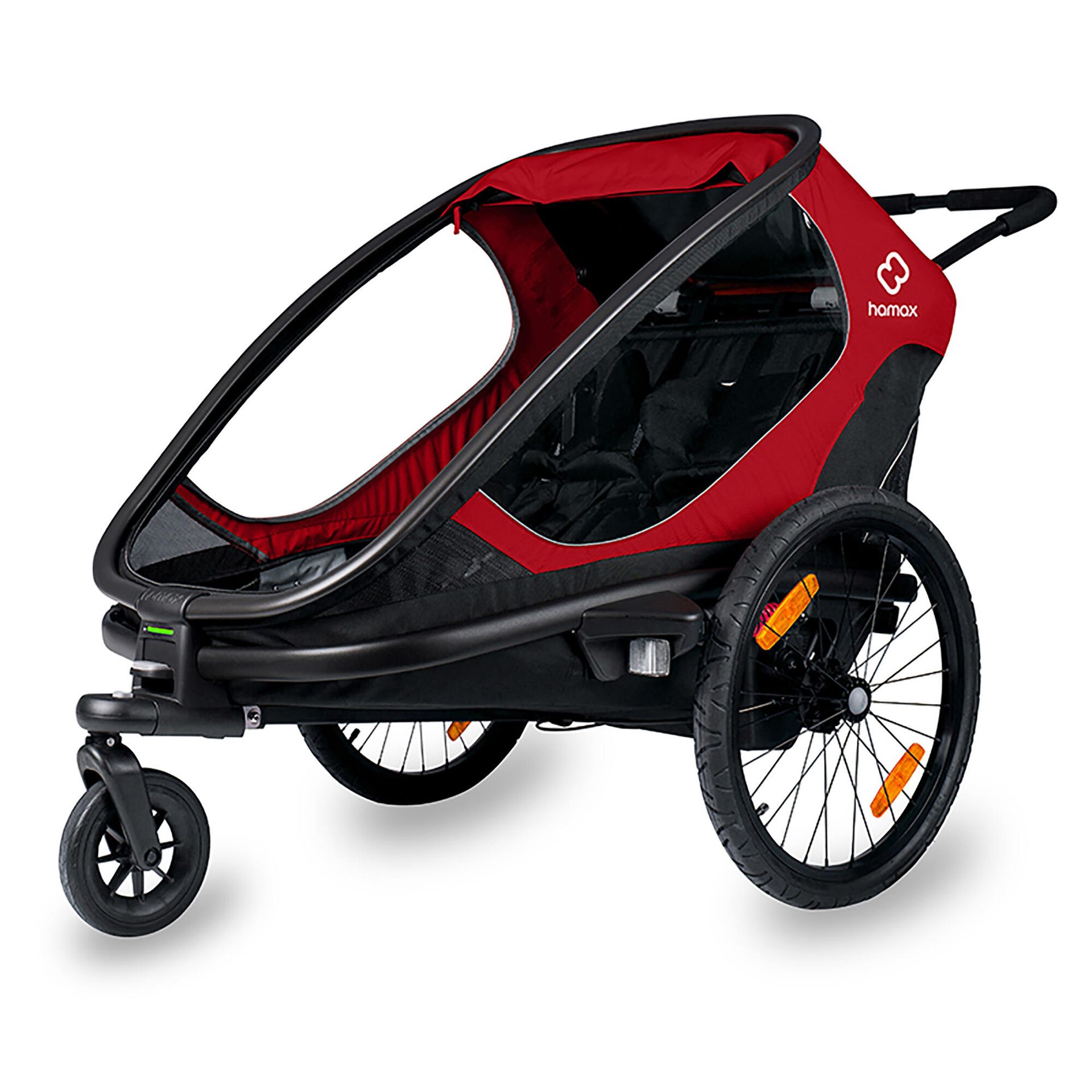 Hamax Outback Bike Trailer incl. Bicycle Arm & Stroller Wheel, czerwony/czarny 2022 Przyczepki rowerowe dla dzieci HAM400064