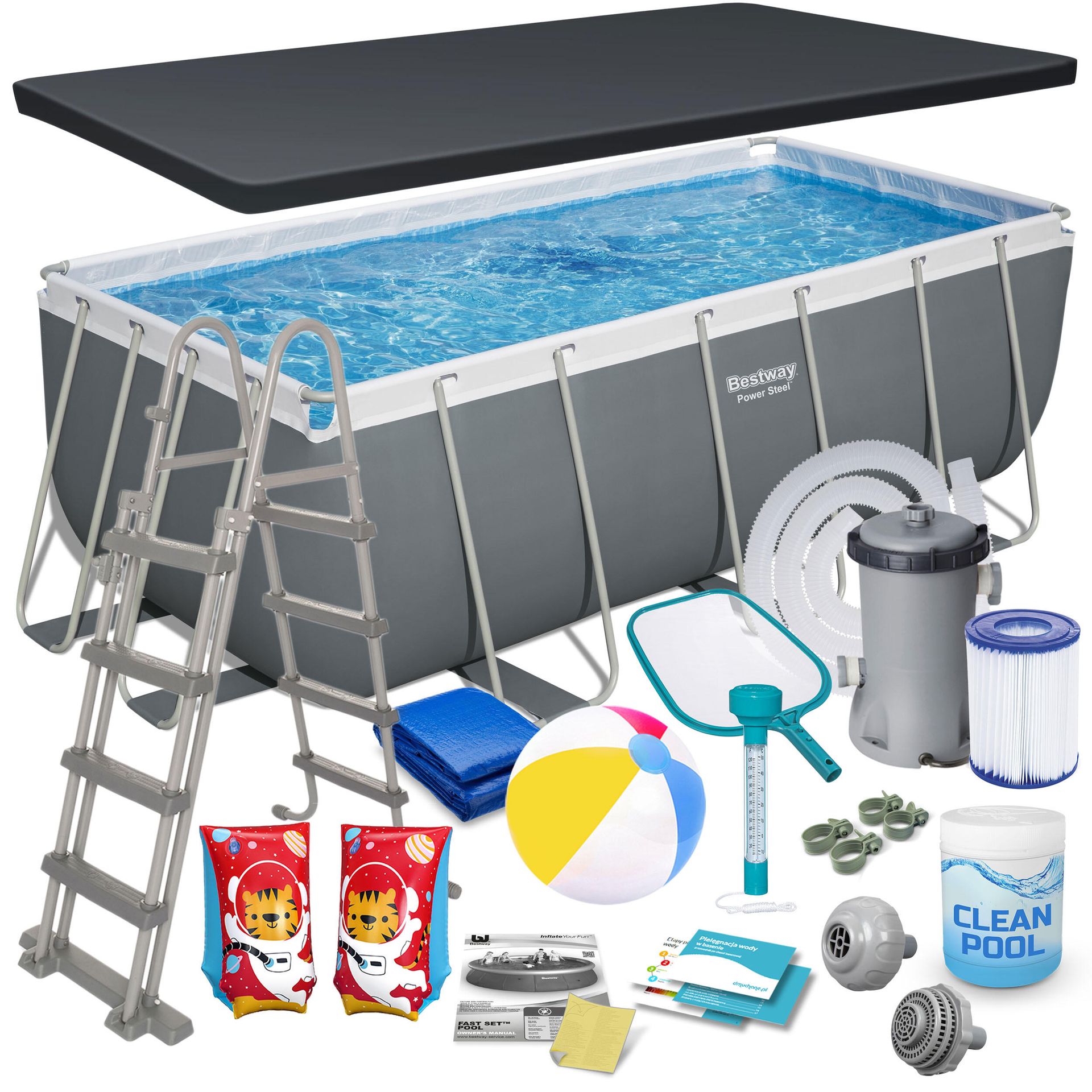 Basen stelażowy ogrodowy 412x201x122 cm zestaw 18w1 Bestway 56456N