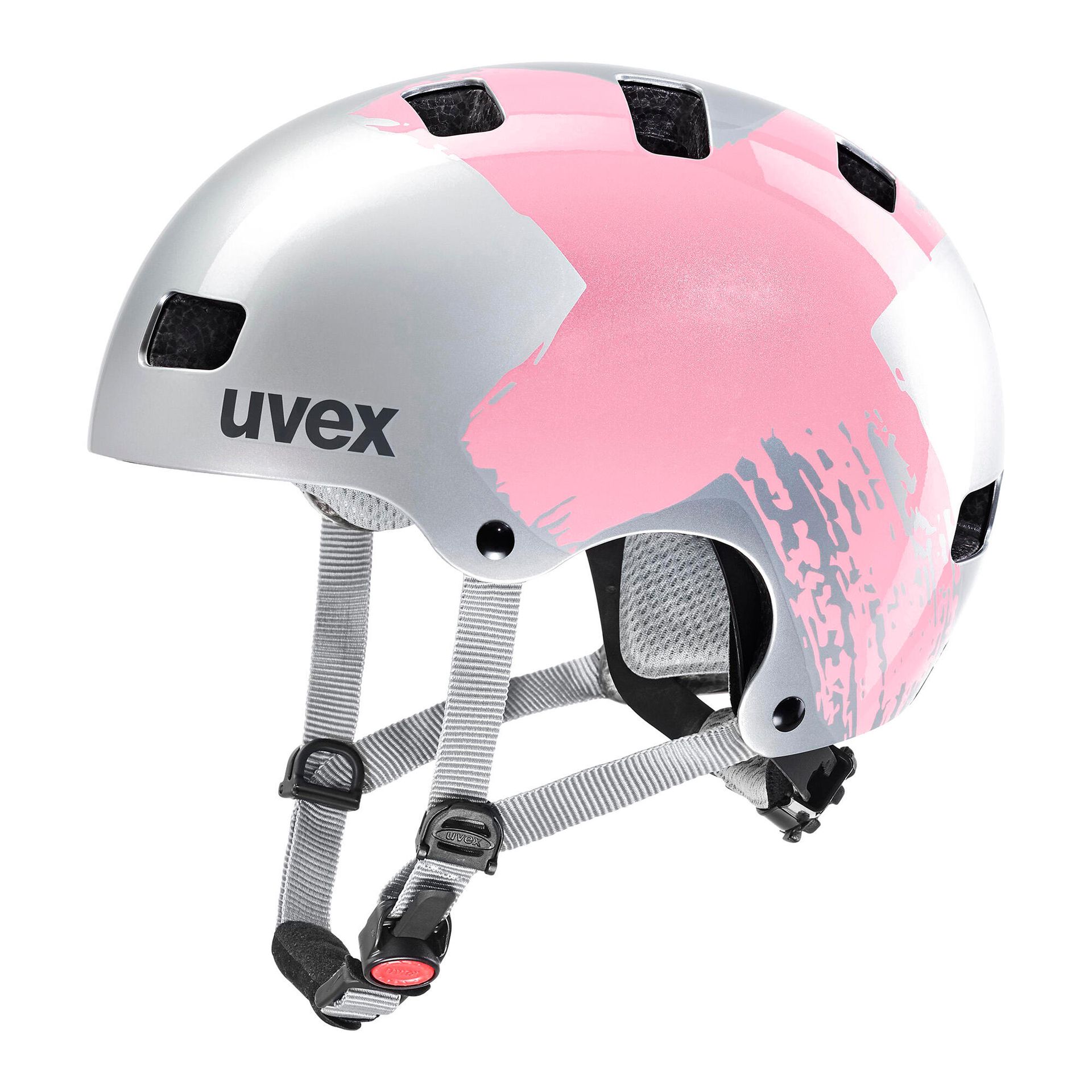 UVEX Kid 3 Kask rowerowy Dzieci, srebrny/różowy 55-58cm 2022 Kaski dla dzieci S4148193617
