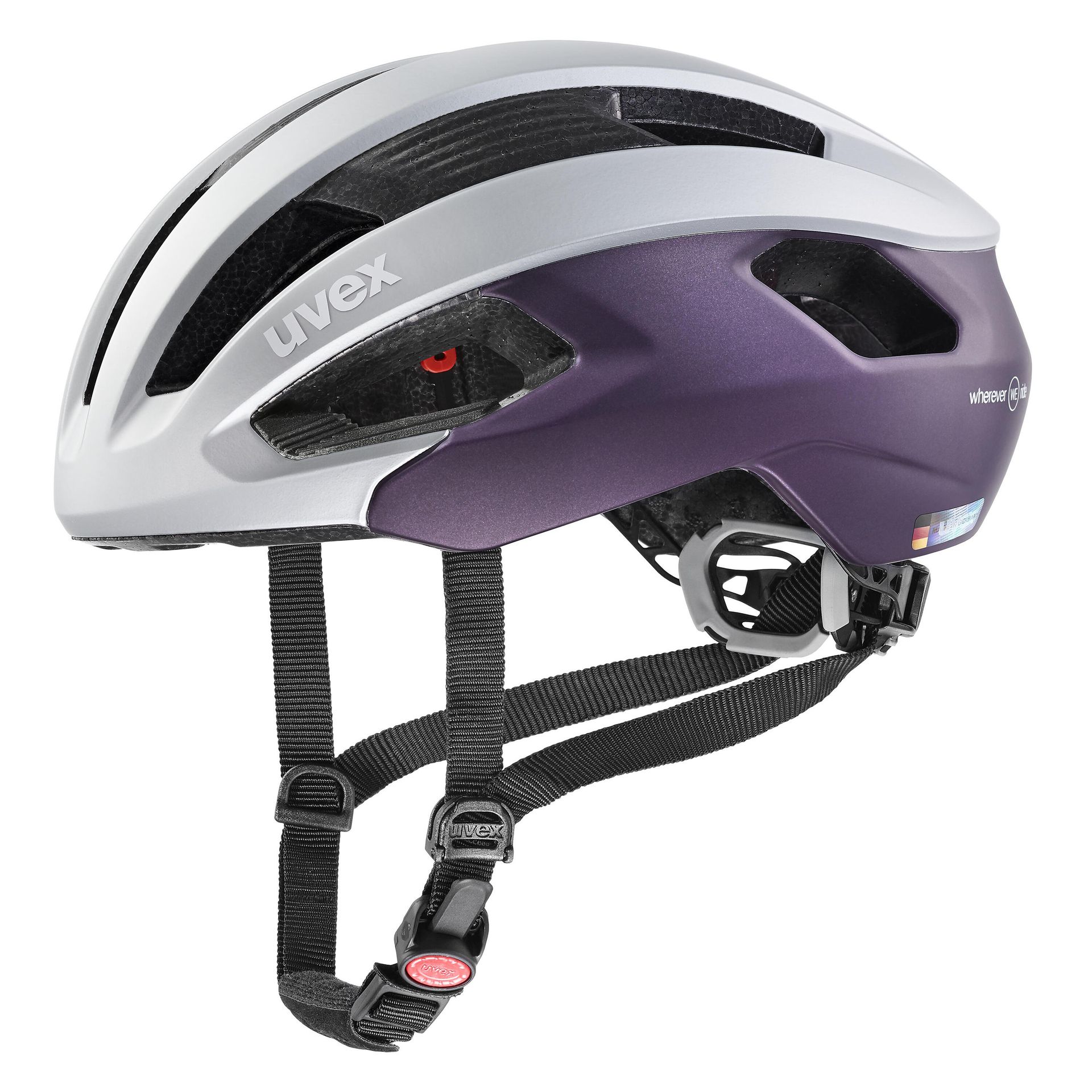 UVEX Rise CC WE Helmet Women, srebrny/fioletowy 56-59cm 2022 Kaski szosowe S4100340217