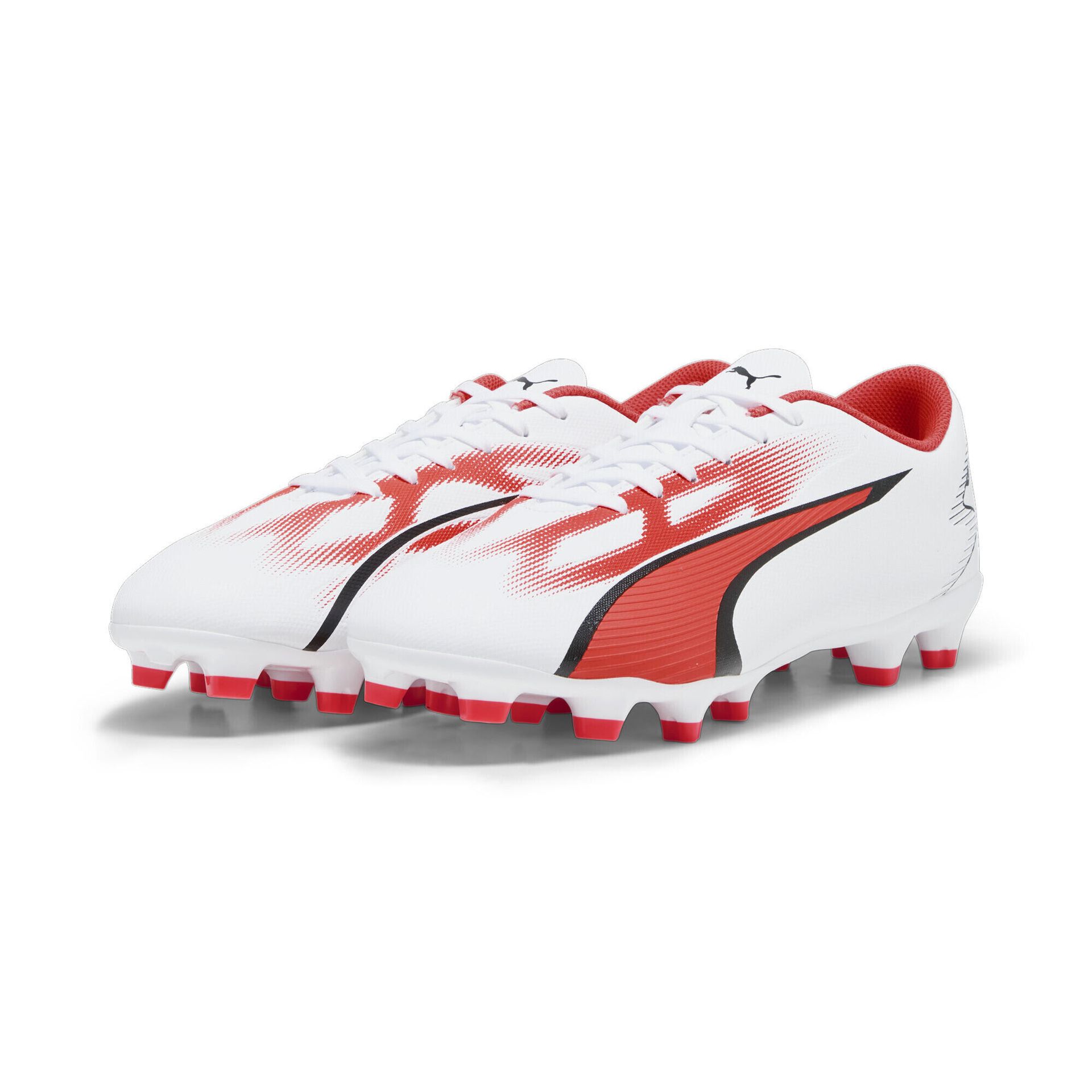 PUMA Męskie buty piłkarskie Ultra Play Fg/Ag, Puma White PUMA Black Fire Orchidea, 40.5 EU