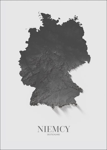 Niemcy, mapa grafitowa - plakat 50x70 cm
