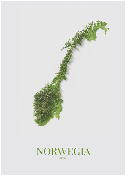 Norwegia, mapa - plakat 21x29,7 cm
