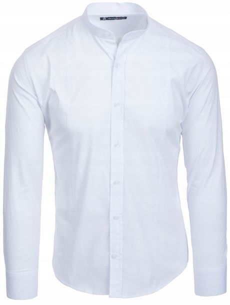 ﻿Koszula męska biała stójka SLIM FIT - roz. S