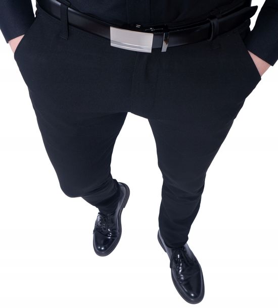 ﻿Spodnie męskie eleganckie czarne gładkie r. 37