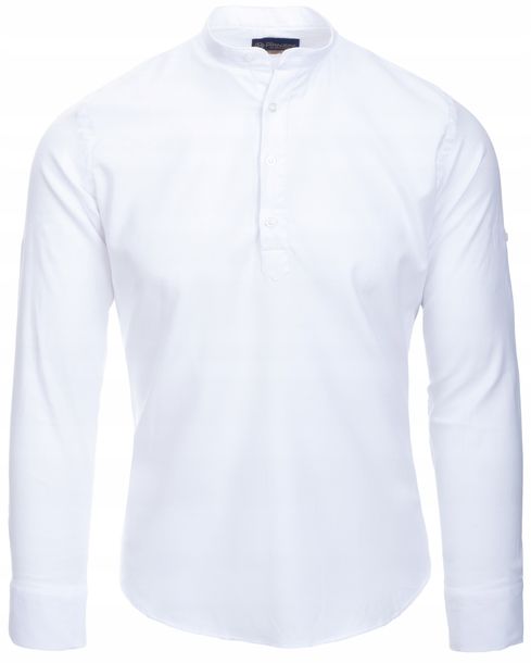 ﻿Koszula męska biała stójka SLIM FIT STRUKTURA - L