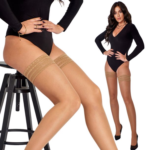 Pończochy samonośne włoskie model Dynamic naturalnie opalona noga R-3/4