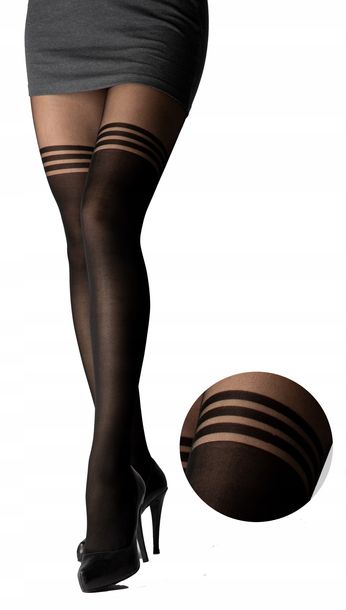rajstopy jak zakolanówki pończochy sexi paski R-4
