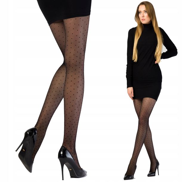 rajstopy kropki kropeczki groszki na siatce R-5