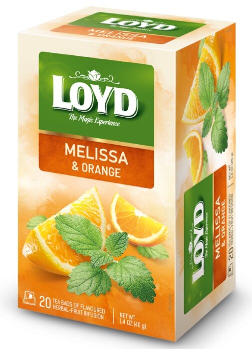 Herbatka ziołowo-owocowa Loyd Melissa & Orange - melisa i pomarańcza 20x2g