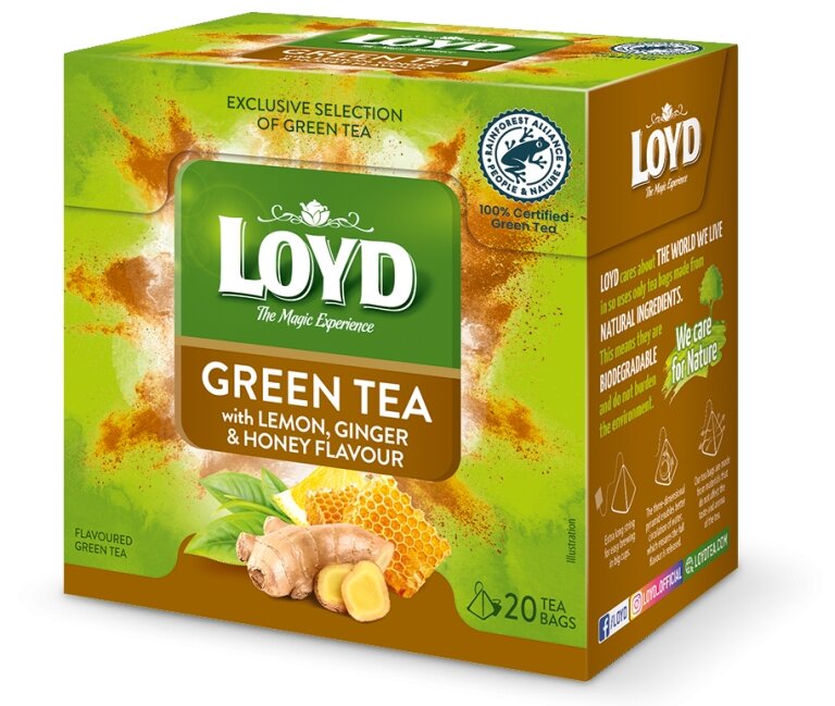 Herbata zielona Loyd Green Lemon & Ginger & Honey 20x2g