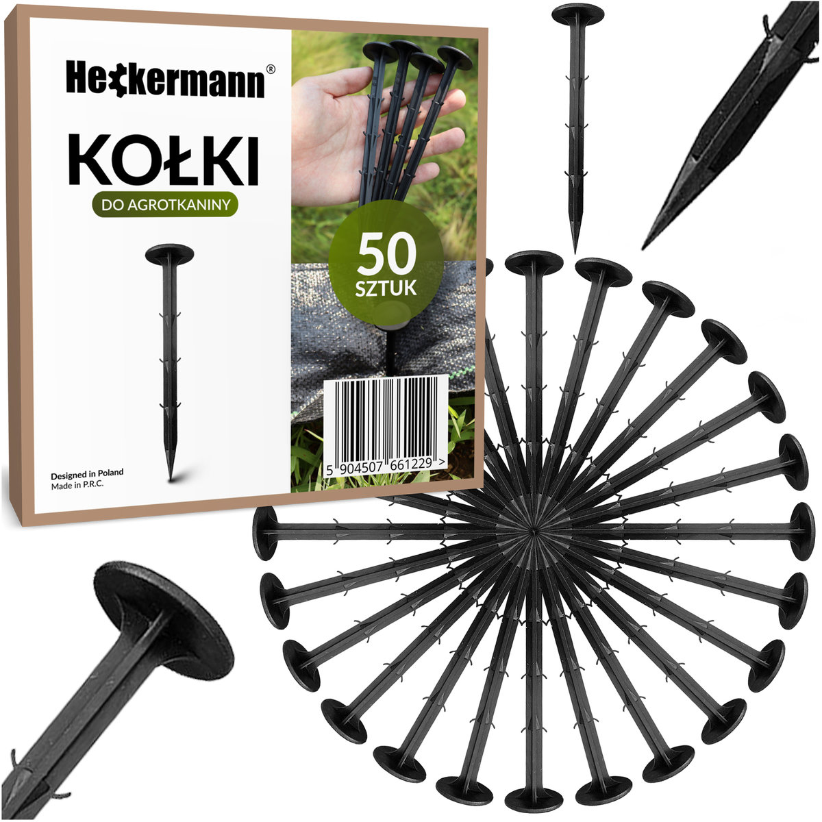 Kołki szpilki kotwa do agrotkaniny 16cm Czarne - paczka 50 szt