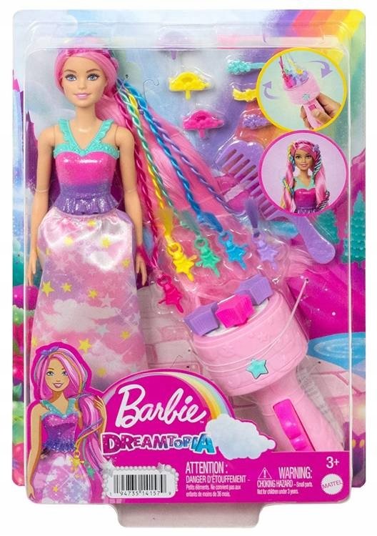 LALKA BARBIE DREAMTOPIA KSIĘŻNICZKA Z TĘCZOWYMI WARKOCZYKAMI HNJ06