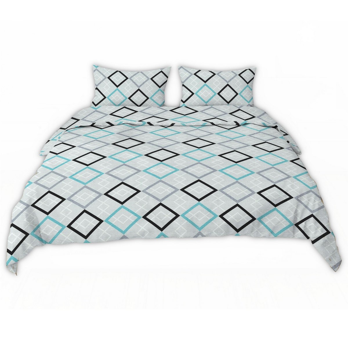 Pościel z kory 140x200 szara turkusowa czarna romby