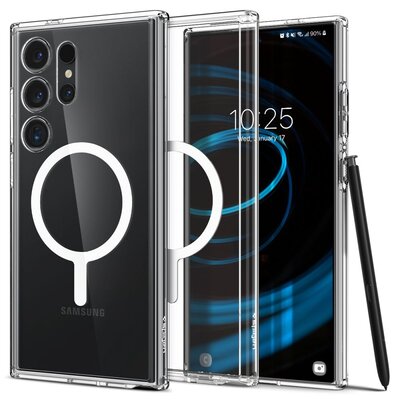 Etui SPIGEN Ultra Hybrid Onetap Ring MagSafe do Samsung Galaxy S24 Ultra Przezroczysto-Biały