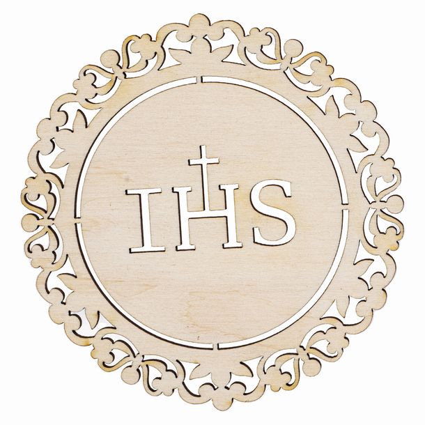 Hostia IHS Komunia  drewniana  sklejka Dekor 08