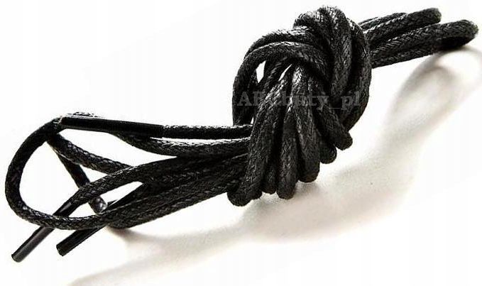G9-36 Czarne Woskowane Okrągłe Sznurowadła 140 Cm