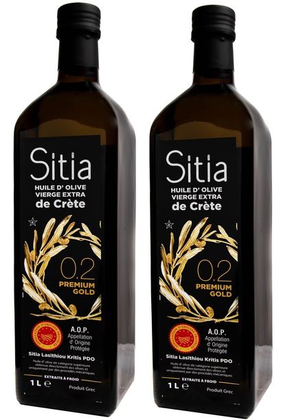 ﻿Oliwa Grecka Ex.Virgin SITIA 0,2% butelka 2x 1 l + Butelka na Oliwę Gratis