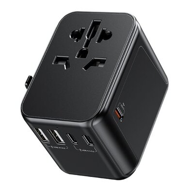 WEKOME WP-U03 Pop Digital Series - Ładowarka / Adapter podróżny EU / UK / US / AU + 3x USB-C & 2x USB-A 30W (Czarny)