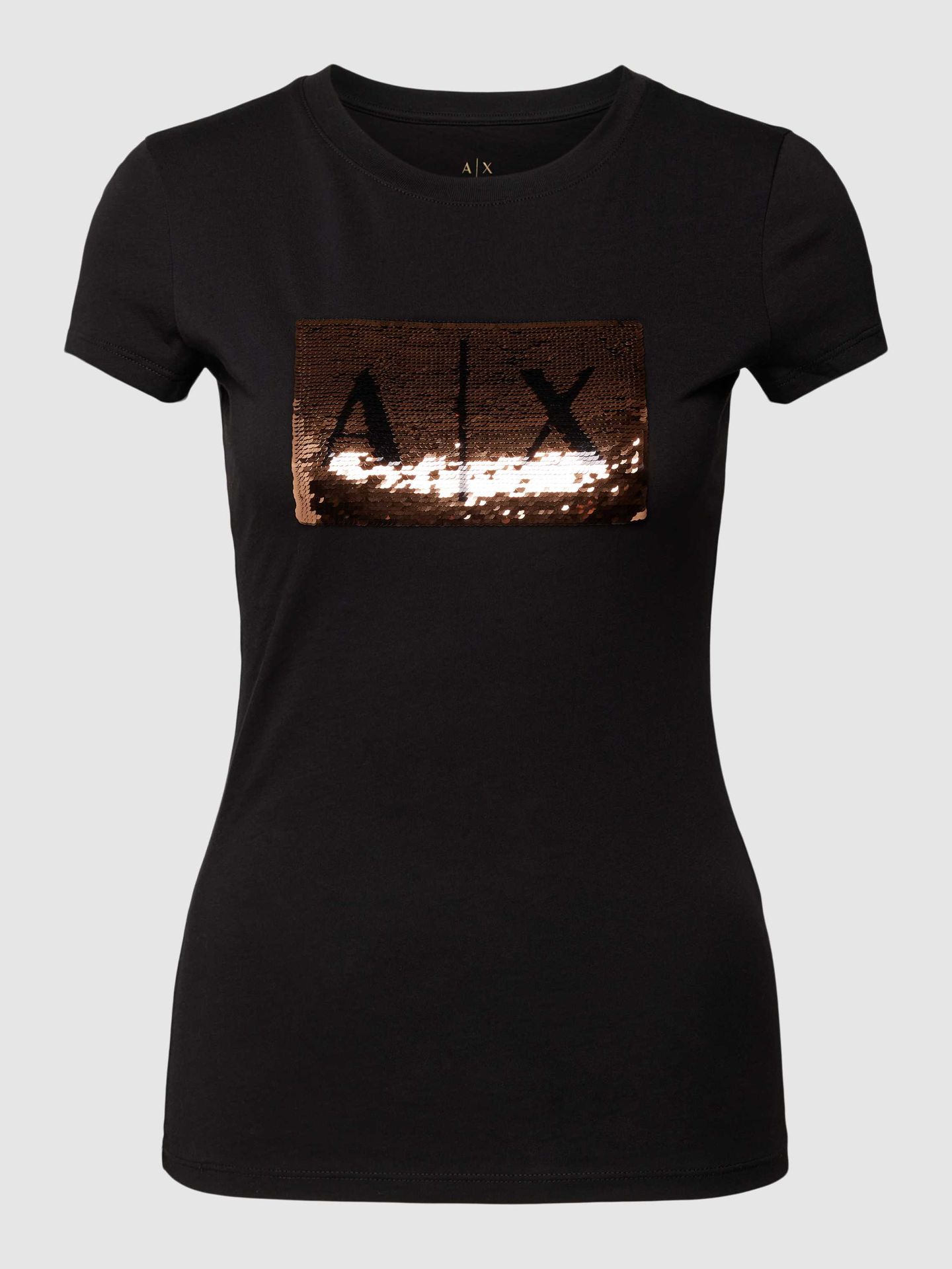 T-shirt z cekinowym obszyciem