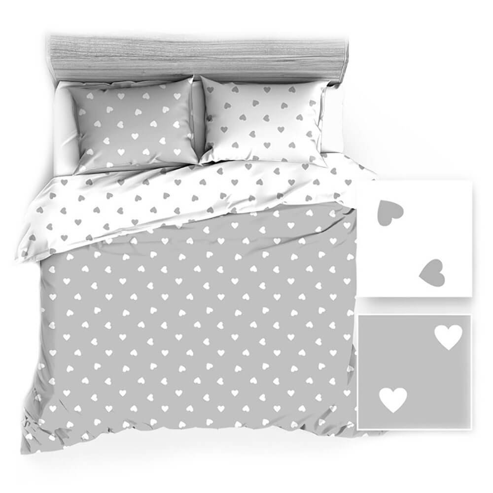 Poszwa 140x200 R112 biała szara serca serduszka 275D 274D