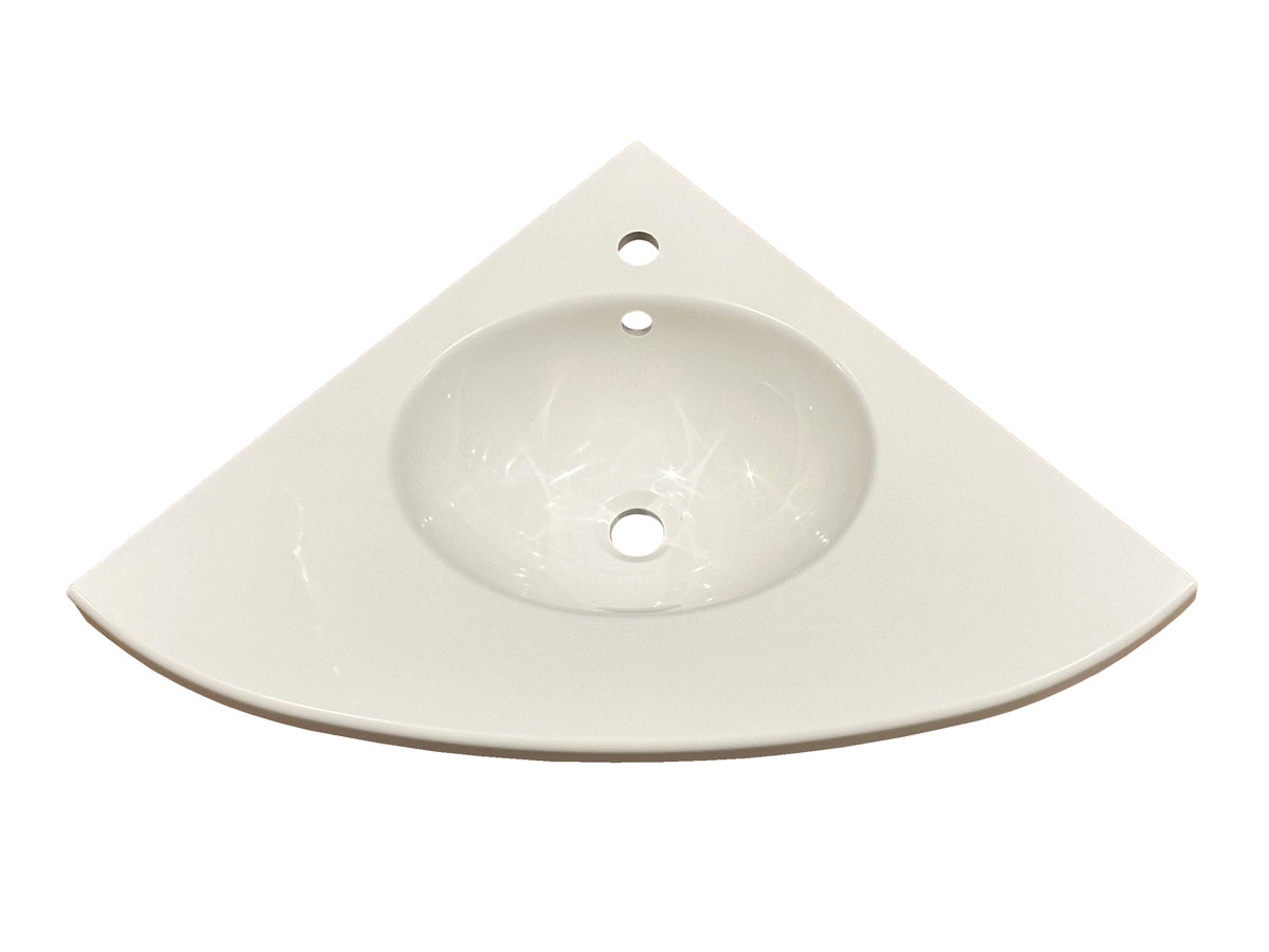 Umywalka narożna, asymetryczna, biała, 64 x 64 cm