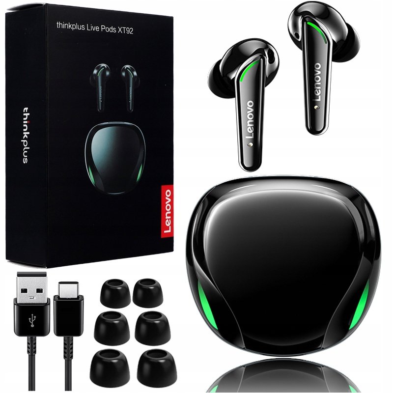 SŁUCHAWKI BEZPRZEWODOWE BLUETOOTH 5.1 DOUSZNE LENOVO POWERBANK DUŻY ZASIĘG