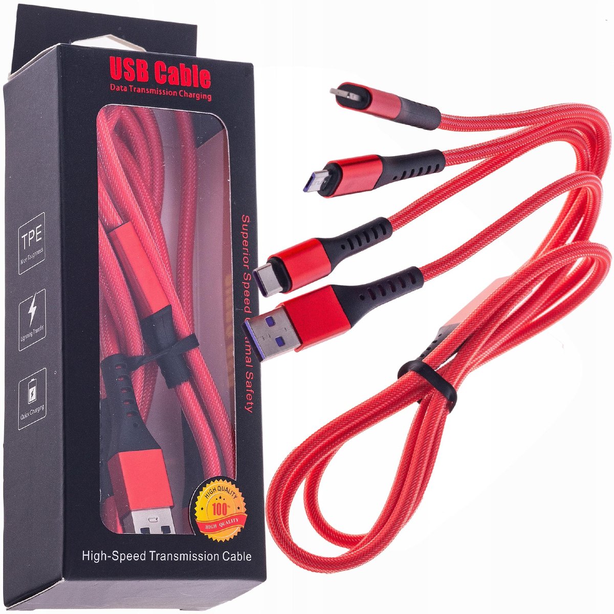 Фото - Ремінець для годинника / браслета Micro KABEL 3W1 Ładowarka USB -  LIGHTNING TYPE-C 