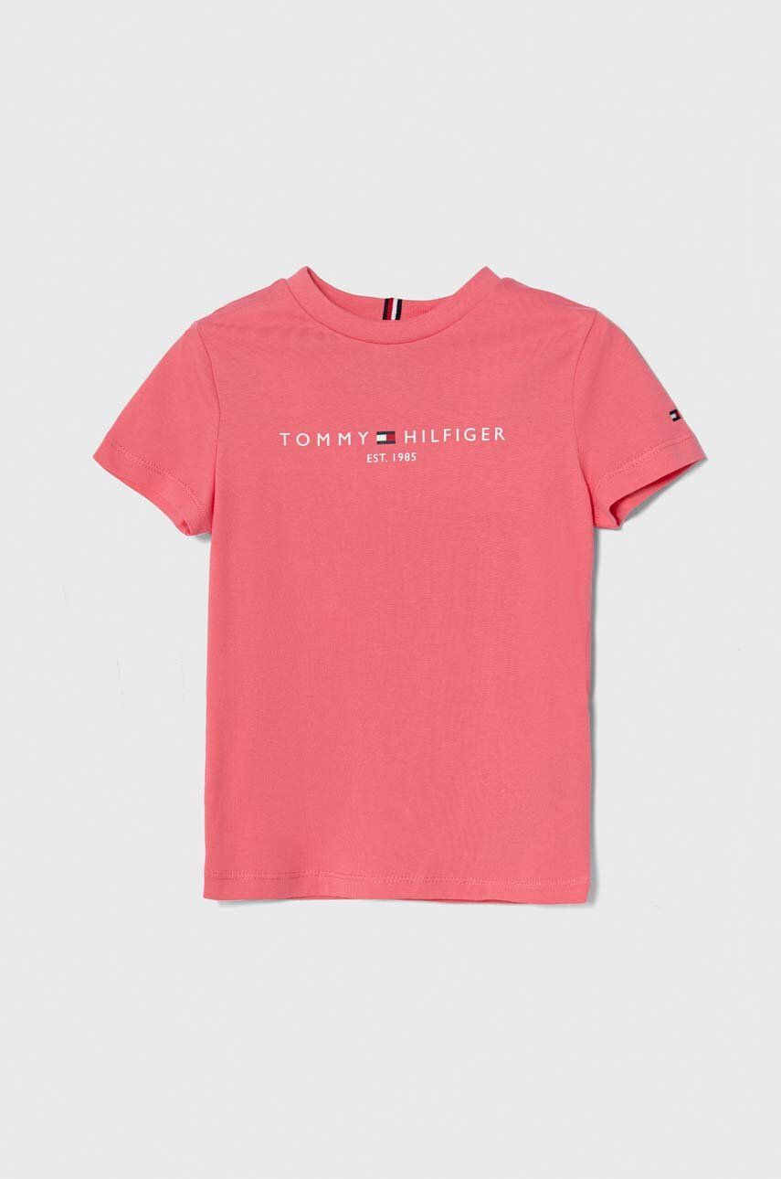 Tommy Hilfiger t-shirt bawełniany dziecięcy kolor różowy