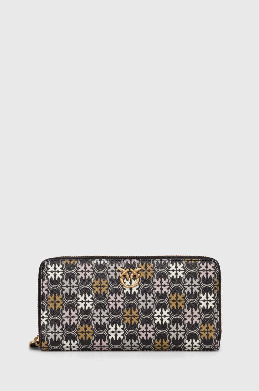 Pinko portfel skórzany damski kolor czarny