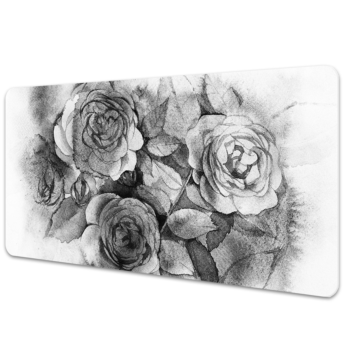 Podkładka na biurko z nadrukiem Róże czarno-białe 90x45 cm