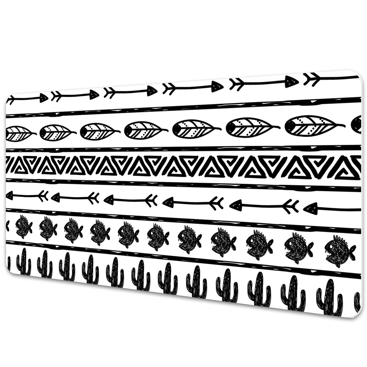 Podkładka na całe biurko Czarno-biały geometryczny wzór boho 90x45 cm