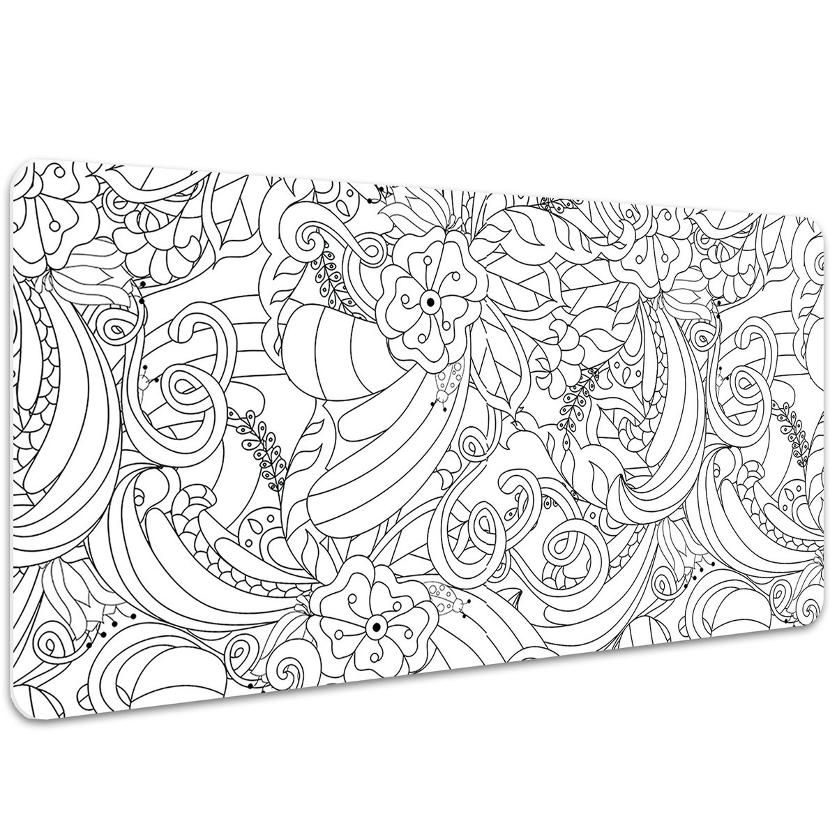 Mata na biurko Kwiaty Doodle 100x50 cm