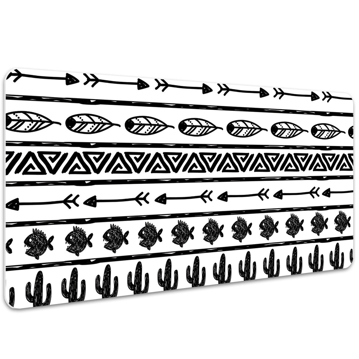 Podkładka na całe biurko Czarno-biały geometryczny wzór boho 100x50 cm