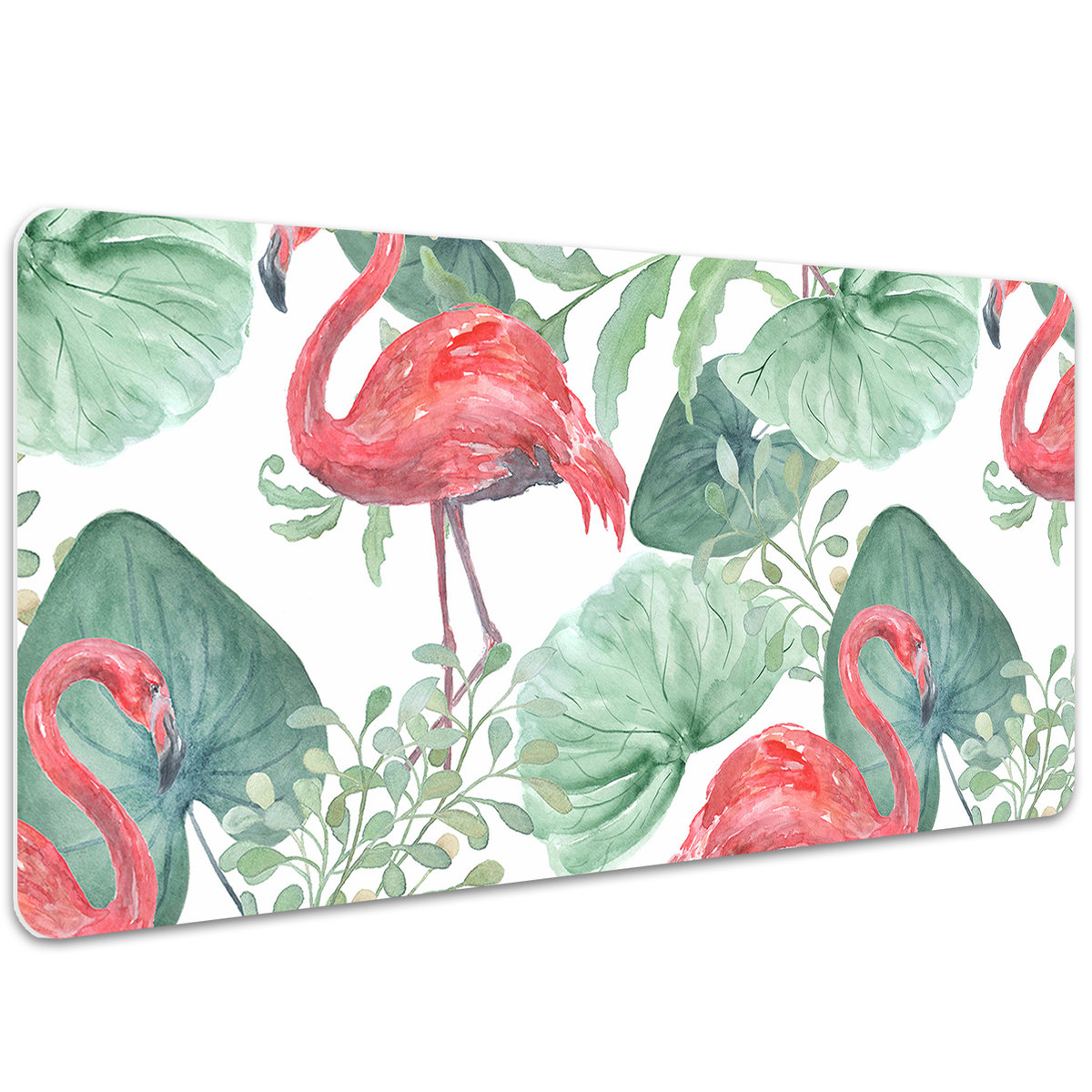 Duża mata na biurko Czerwone flamingi 100x50 cm