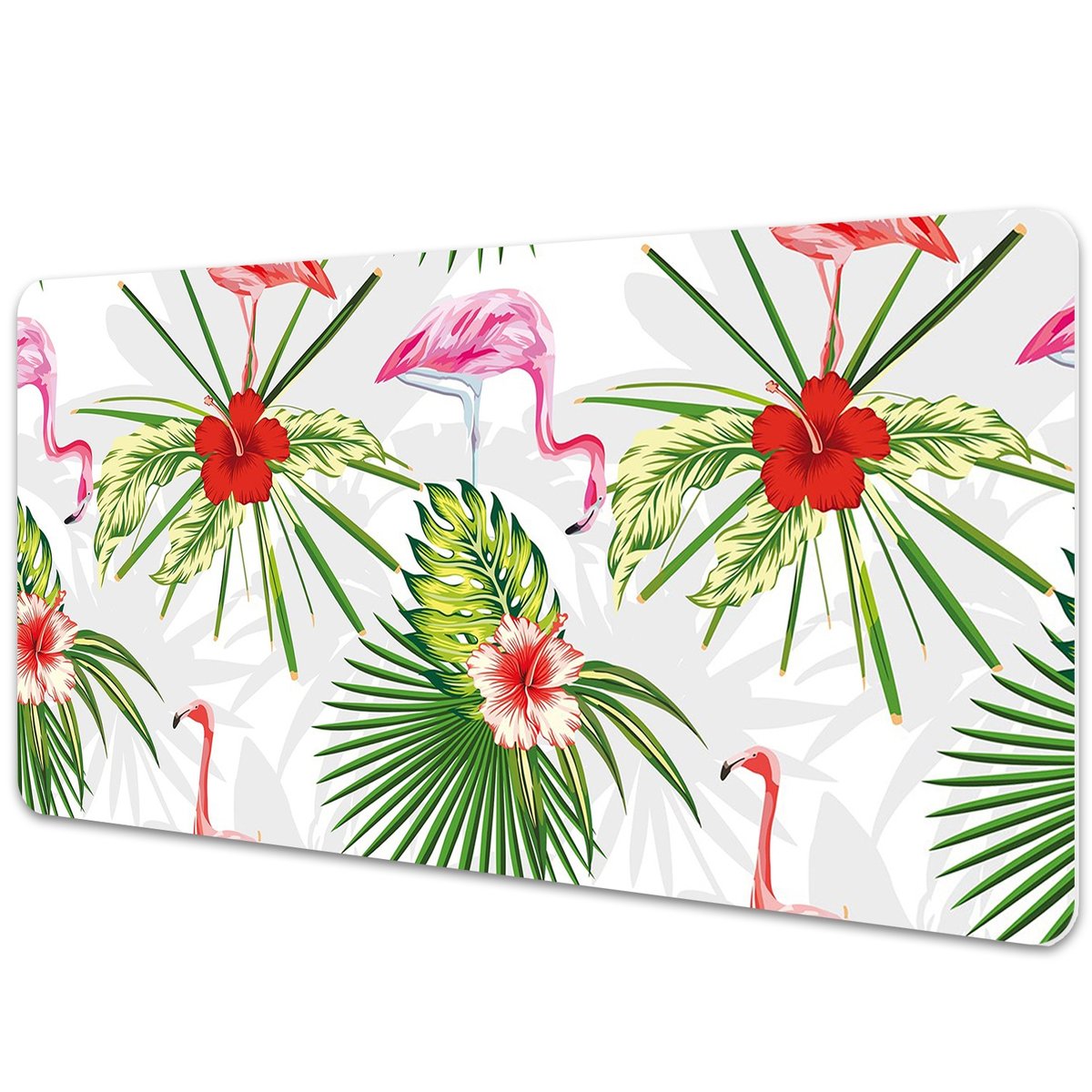 Mata ochronna na biurko Tropikalne flamingi i kwiaty 90x45 cm