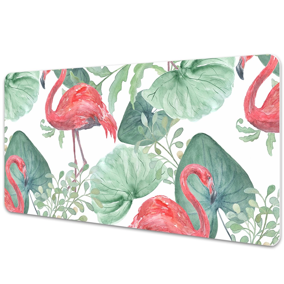 Duża mata na biurko Czerwone flamingi 90x45 cm