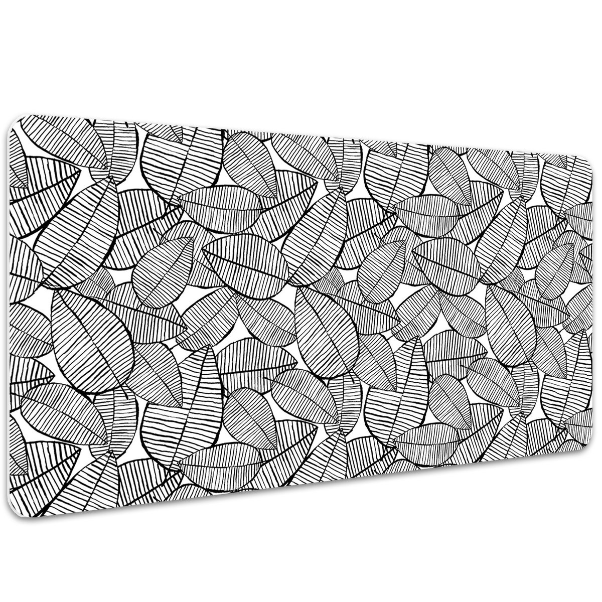 Mata ochronna na biurko Czarno-białe listki 100x50 cm