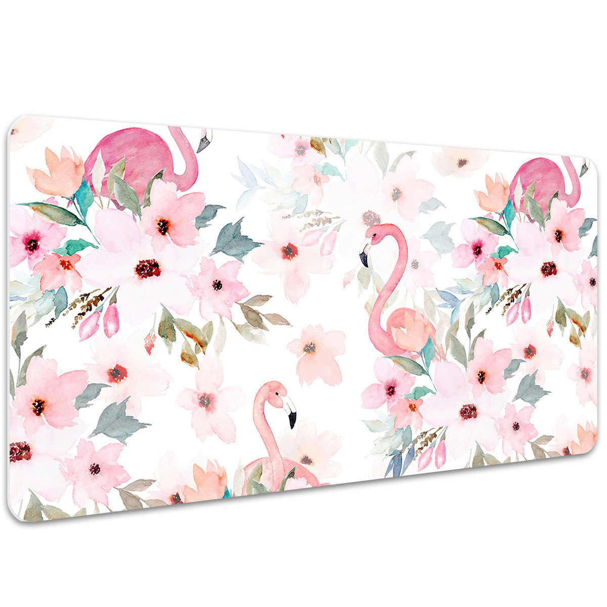 Podkładka na biurko z nadrukiem Flamingi wśród kwiatów 100x50 cm