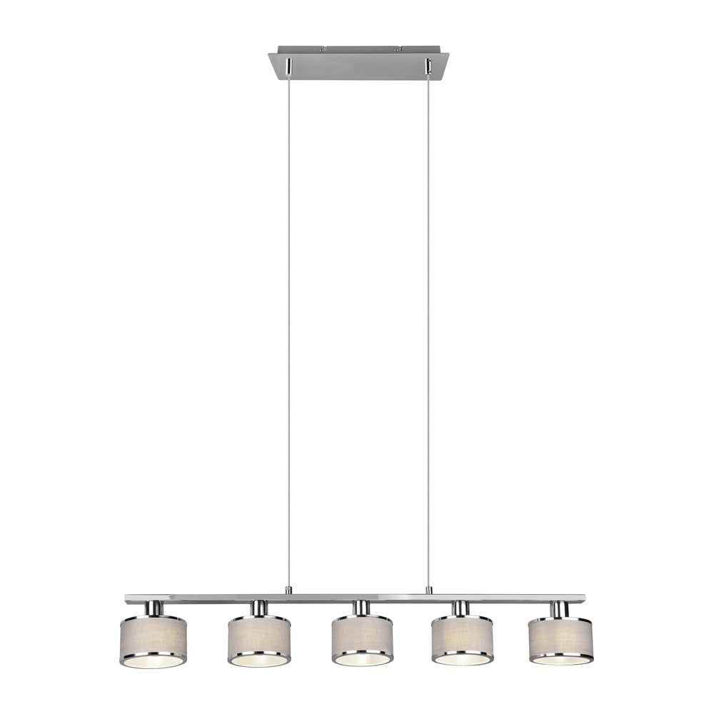 Beżowa/srebrna lampa wisząca z tekstylnym kloszem Kaprun – Trio