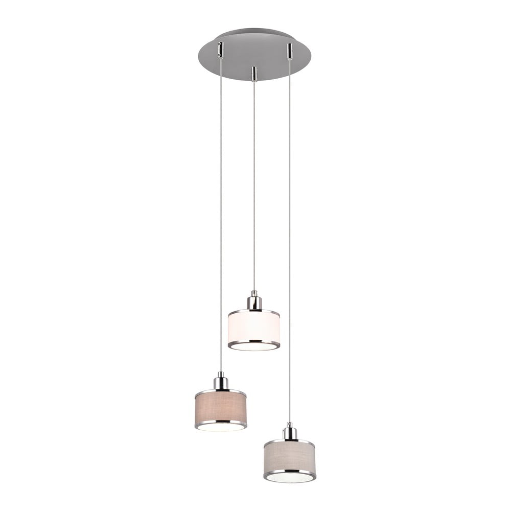 Beżowa/srebrna lampa wisząca z tekstylnym kloszem ø 29 cm Kaprun – Trio