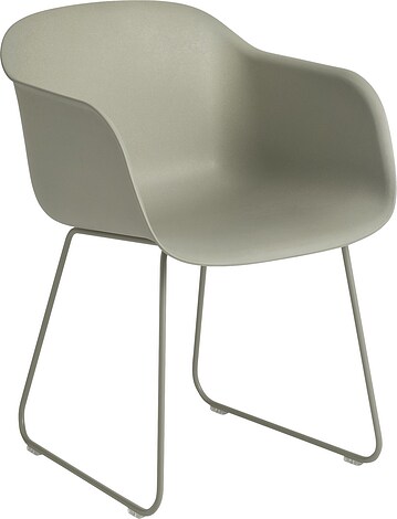 Fotel Fiber Sled szarozielony na stalowych nogach