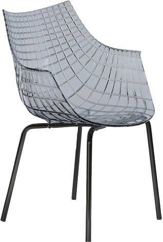 Krzesło Meridiana transparentne antracytowe na czarnych stalowych nogach