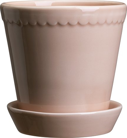 Doniczka Helena 16 cm różowa z podstawką szkliwiona