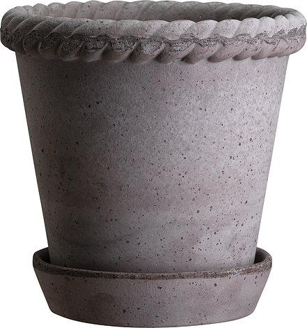 Doniczka Emilia 25 cm szara z podstawką