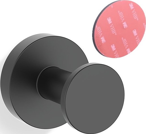 Haczyk ścienny Basic czarny mat montaż samoprzylepny