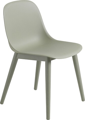 Krzesło Fiber szarozielone na drewnianych nogach